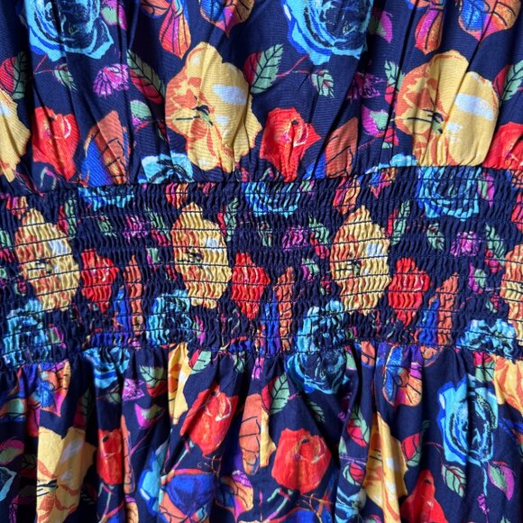 NWT Anthropologie Navy Floral Rose Print Katerina Button-Front Dress Women's 1X - Picture 11 of 15